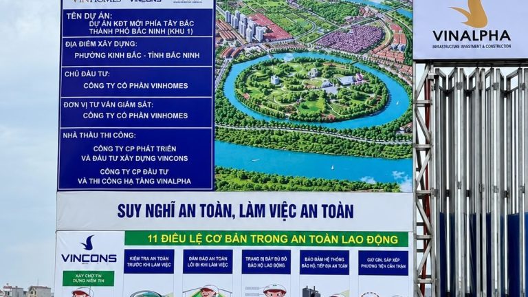 Bảng thông tin Dự án Khu đô thị mới phía Tây Bắc thành phố Bắc Ninh Khu 1 dựng tại công trường phường Kinh Bắc